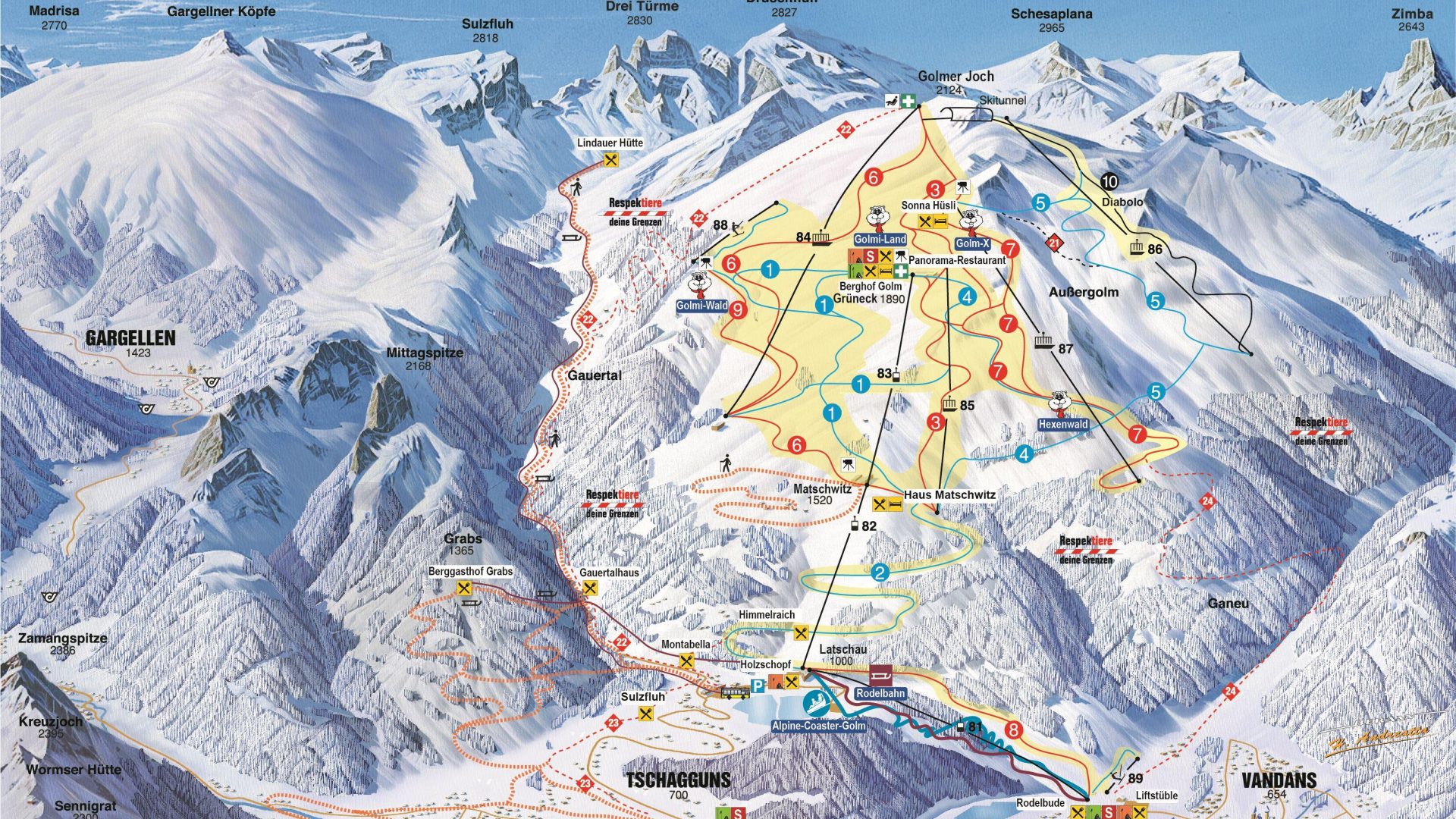 Ski areas in Vorarlberg - Ski resorts from 1,400 m to 2,400 m elevation ...